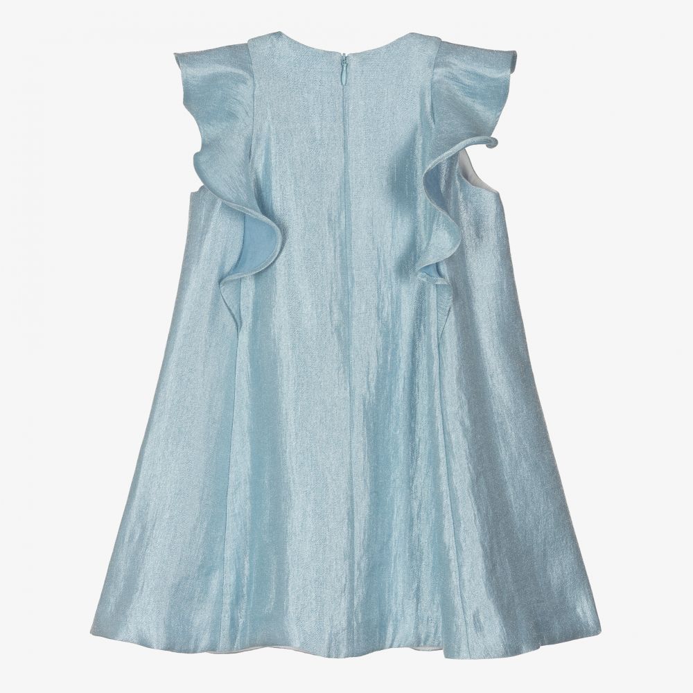 Hucklebones London-Girls Blue Viscose Satin Dress | Childrensalon Outlet