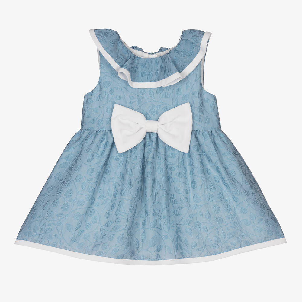 Hucklebones London-Girls Blue & White Dress  | Childrensalon Outlet