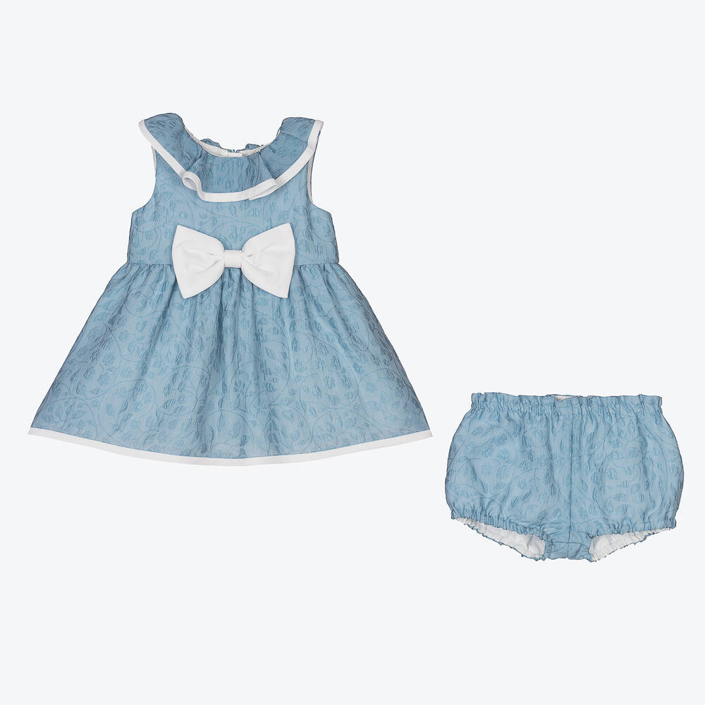 Hucklebones London-Girls Blue & White Dress | Childrensalon Outlet