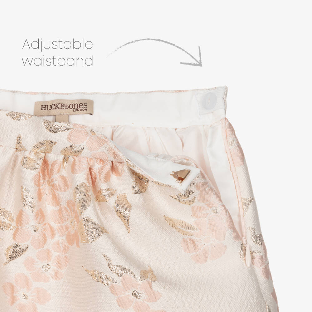 Hucklebones London-تنورة جاكار تويل وردية للبنات | Childrensalon Outlet