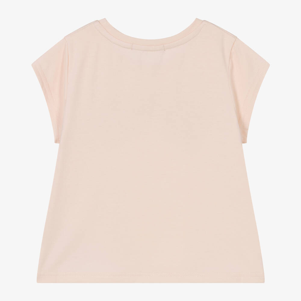 Hucklebones London-Футболка для девочек розовая с золотым бантом | Childrensalon Outlet