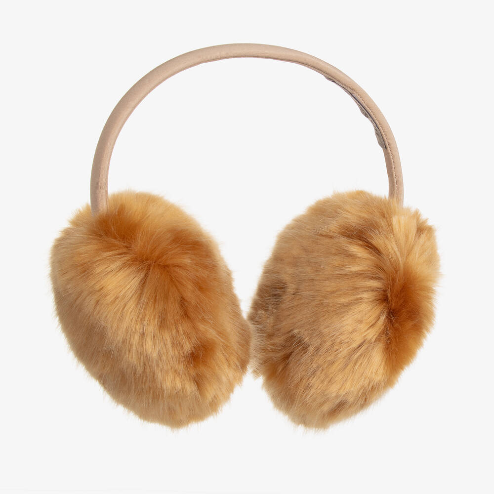 Hucklebones London - Girls Brown Faux Fur Earmuffs | Childrensalon