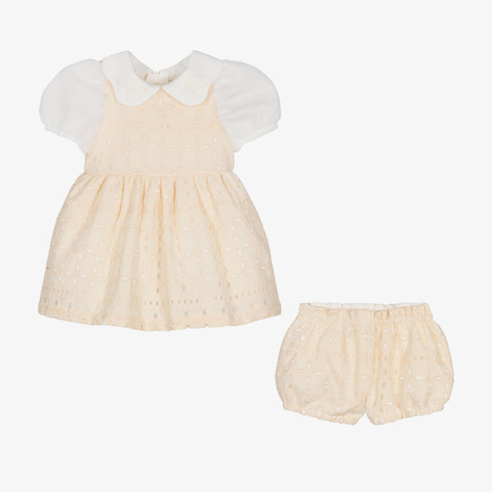 Hucklebones London-Нежное кремовое платье с вышивкой для девочек | Childrensalon Outlet