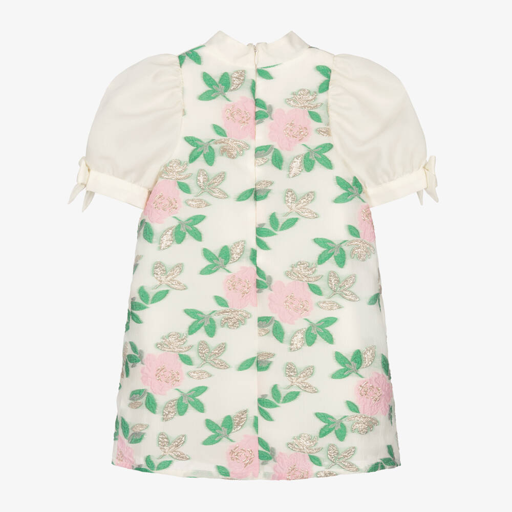 Hucklebones London-Girls Elegant Ivory Floral Dress | Childrensalon Outlet