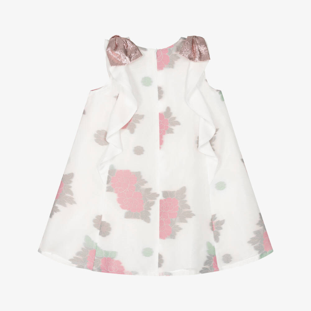 Hucklebones London-Элегантное кремовое платье из органзы с розами для девочек | Childrensalon Outlet