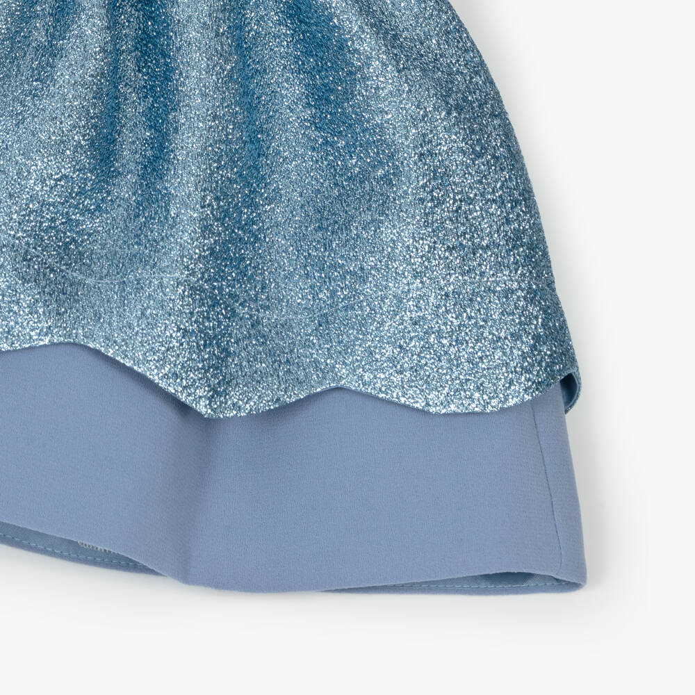 Hucklebones London-Girls Elegant Scalloped Metallic Dress | Childrensalon Outlet