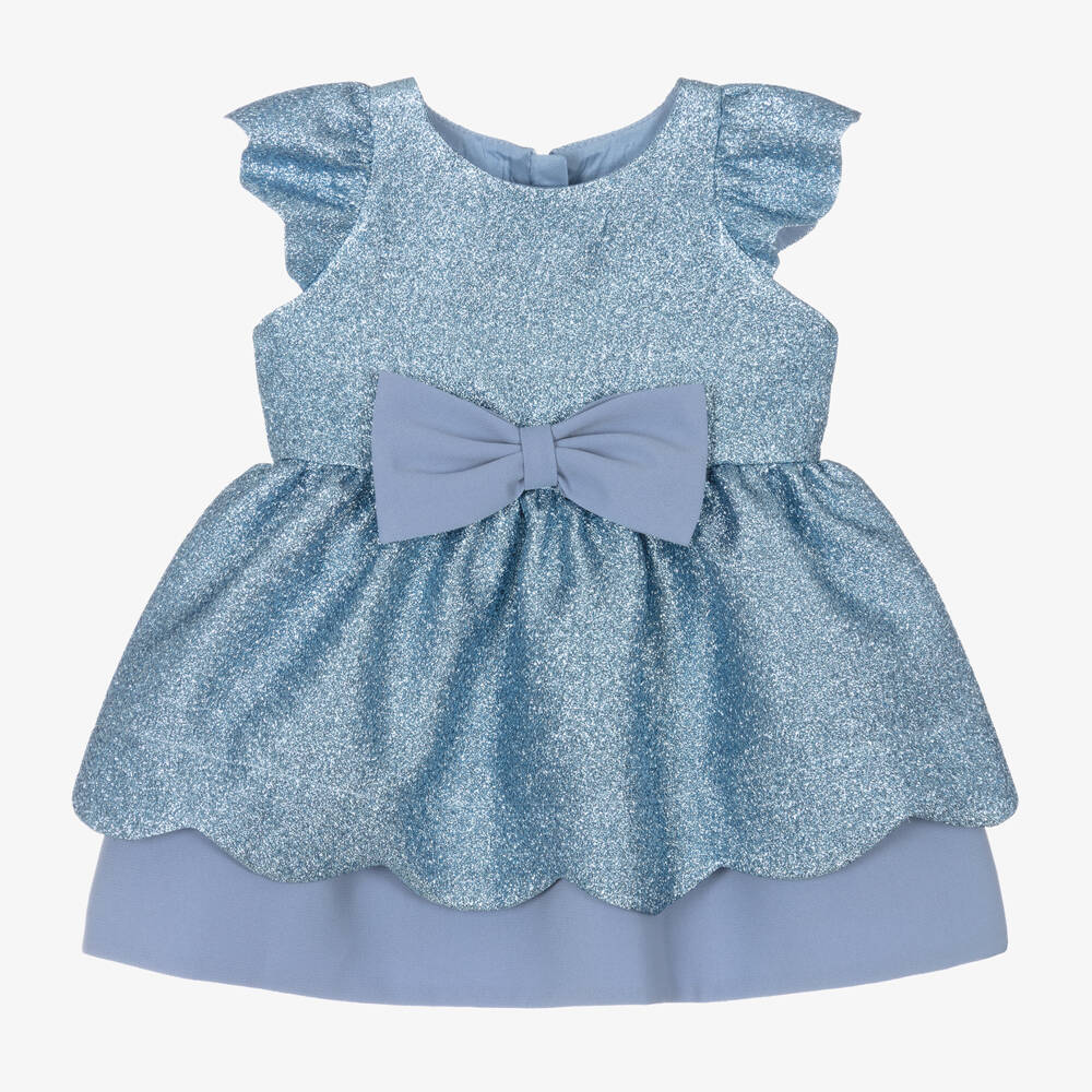 Hucklebones London-فستان معدني أنيق للبنات بحواف مموجة | Childrensalon Outlet