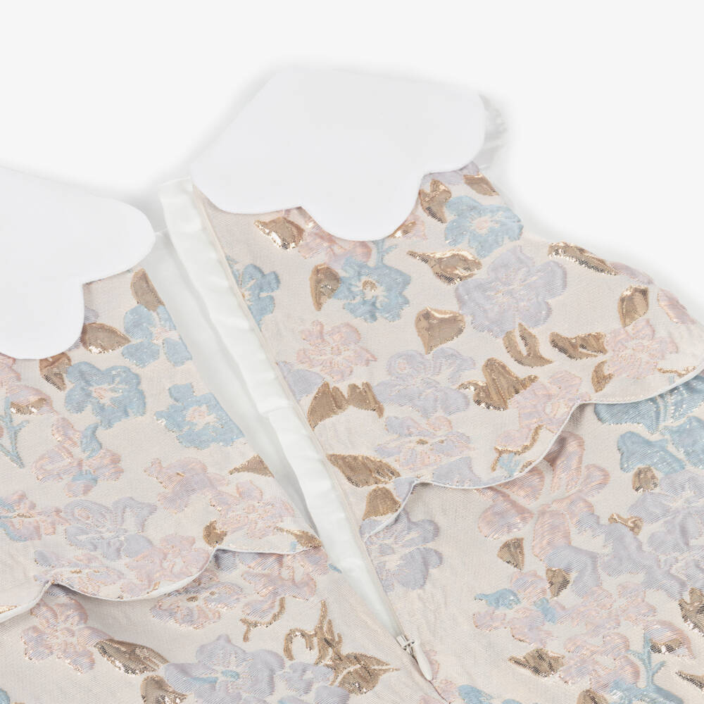 Hucklebones London-Girls Floral Jacquard Collar Ensemble | Childrensalon Outlet