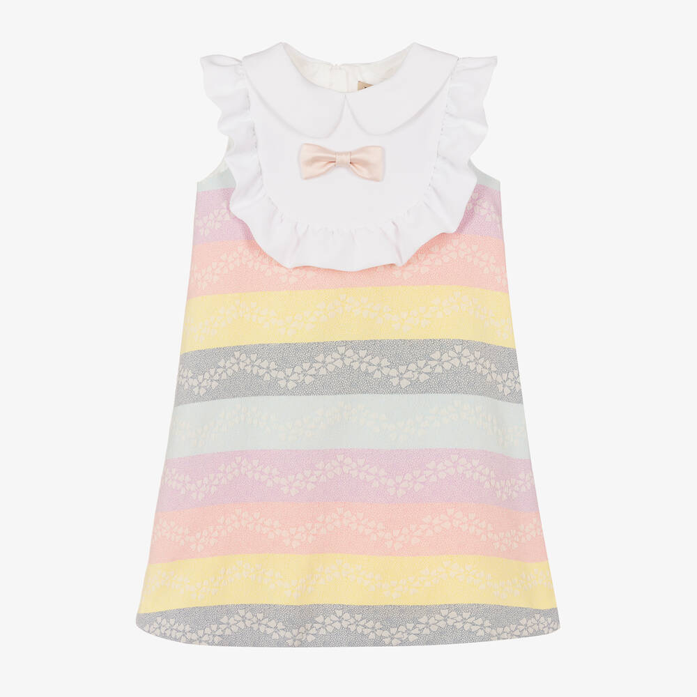 Hucklebones London - Girls Floral Jacquard Striped Dress | Childrensalon