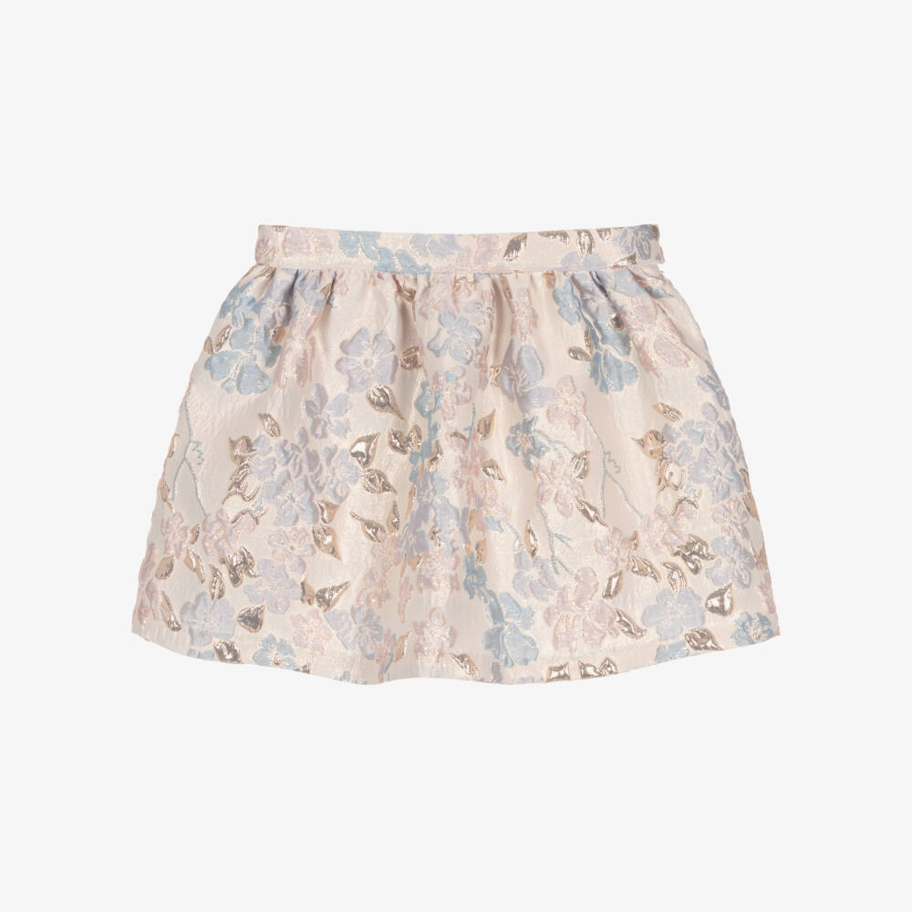 Hucklebones London-تنورة زرقاء منسوجة بنقشة زهور للبنات | Childrensalon Outlet