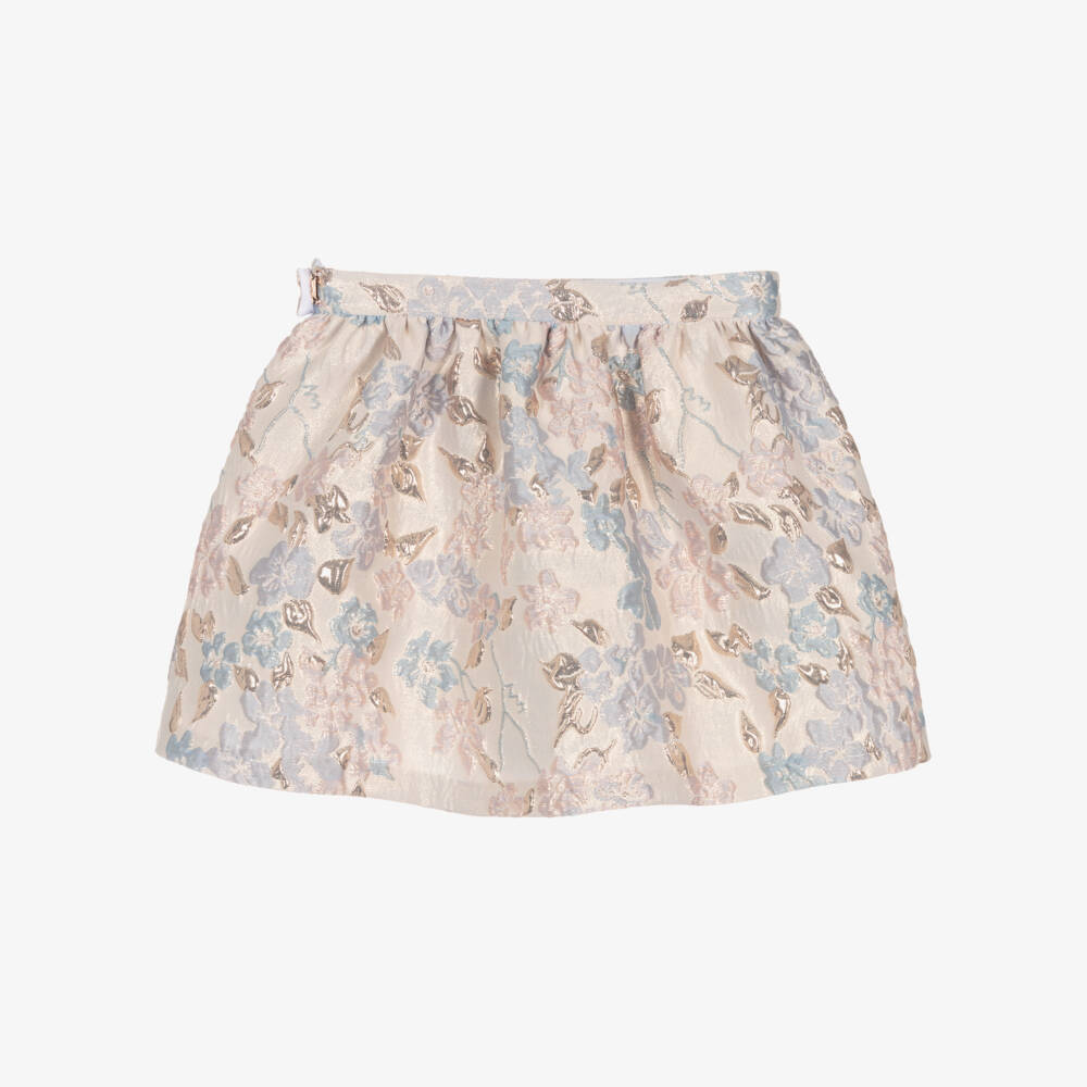 Hucklebones London-تنورة زرقاء منسوجة بنقشة زهور للبنات | Childrensalon Outlet