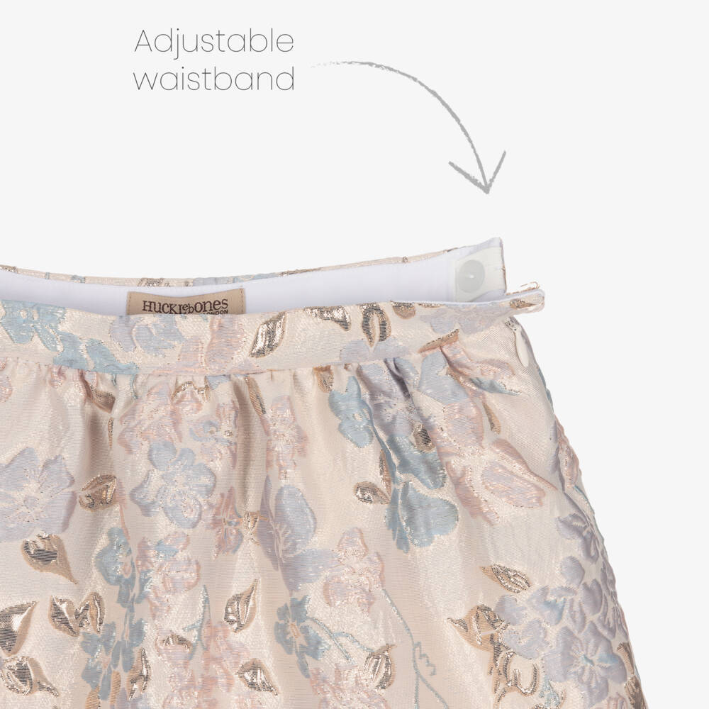 Hucklebones London-تنورة زرقاء منسوجة بنقشة زهور للبنات | Childrensalon Outlet