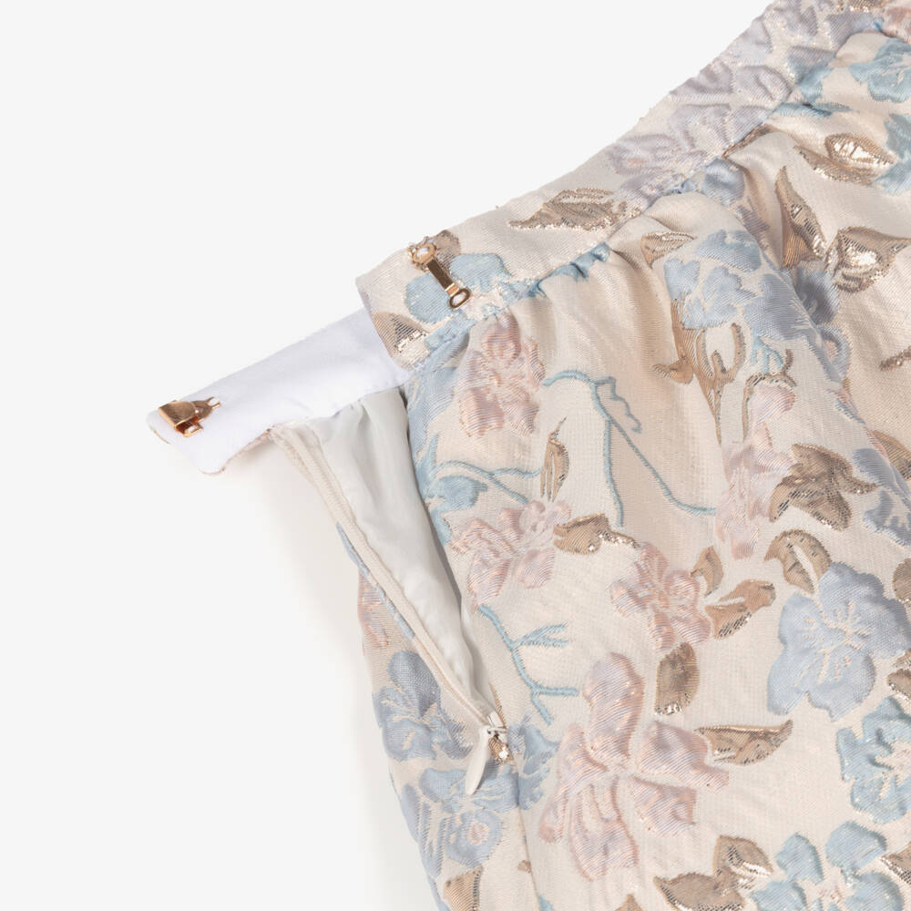 Hucklebones London-تنورة زرقاء منسوجة بنقشة زهور للبنات | Childrensalon Outlet