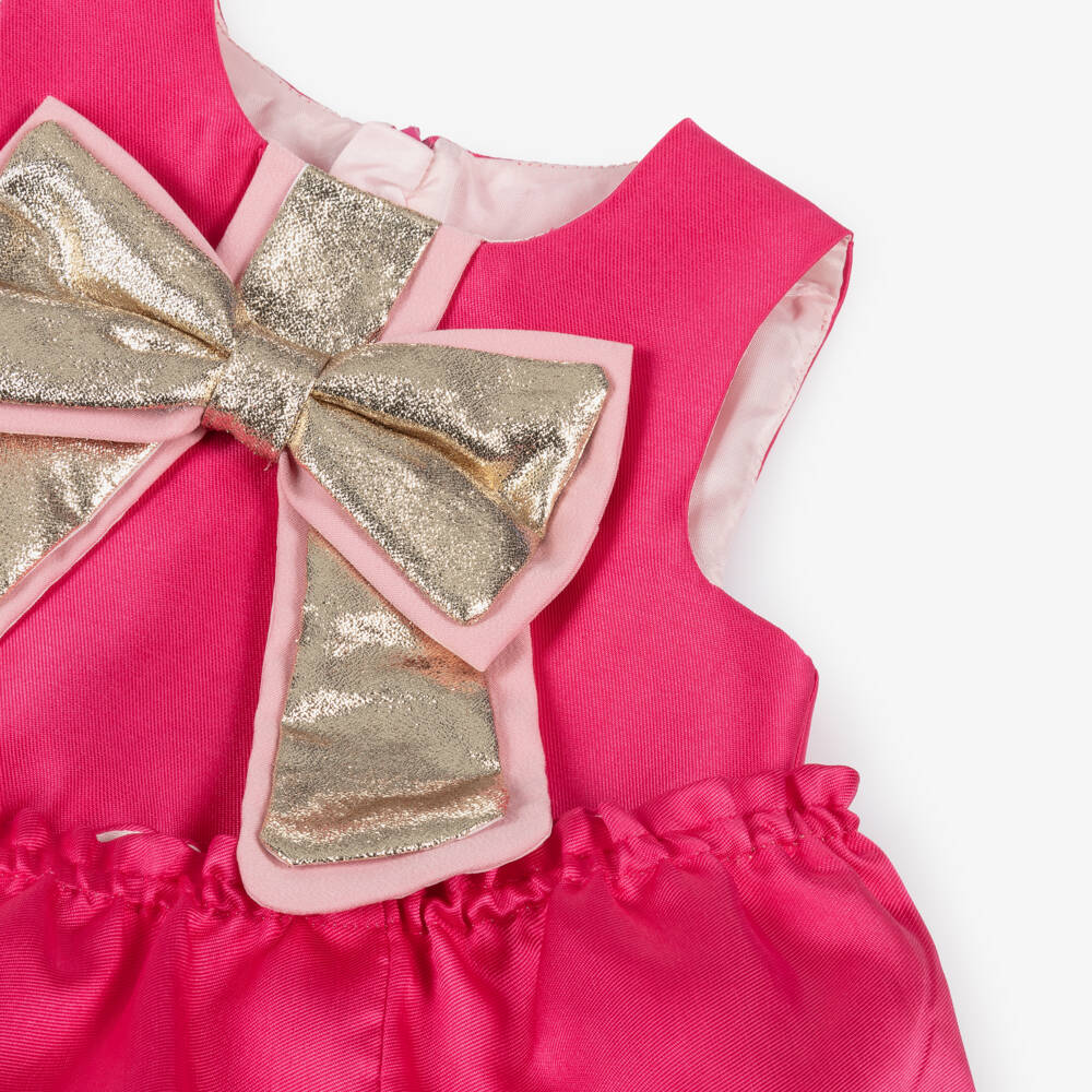 Hucklebones London-Платье из пурпурного сатина с бантом для девочек | Childrensalon Outlet