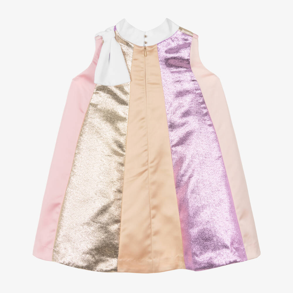 Hucklebones London-Girls Glittering Pink & Gold Dress | Childrensalon Outlet