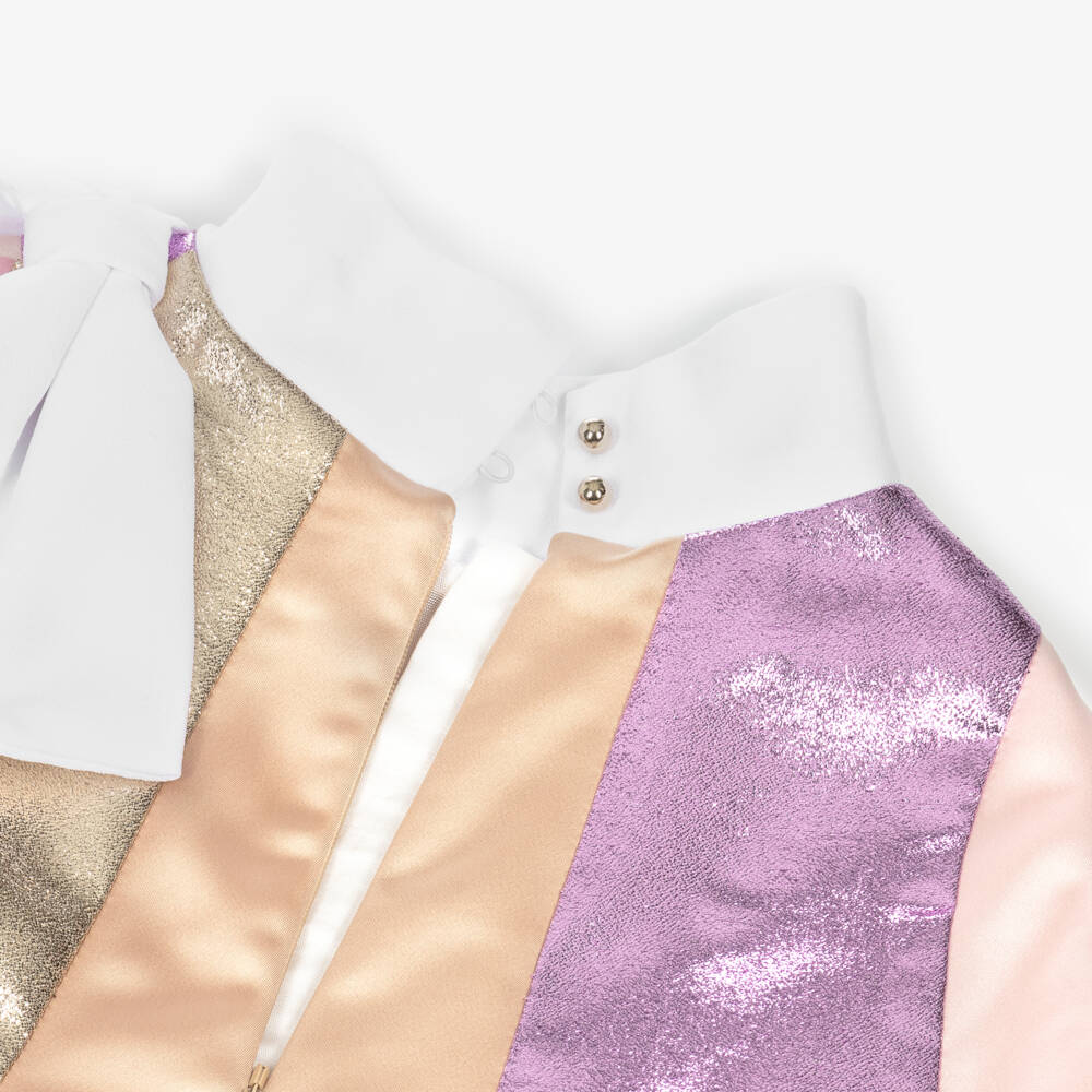 Hucklebones London-Girls Glittering Pink & Gold Dress | Childrensalon Outlet