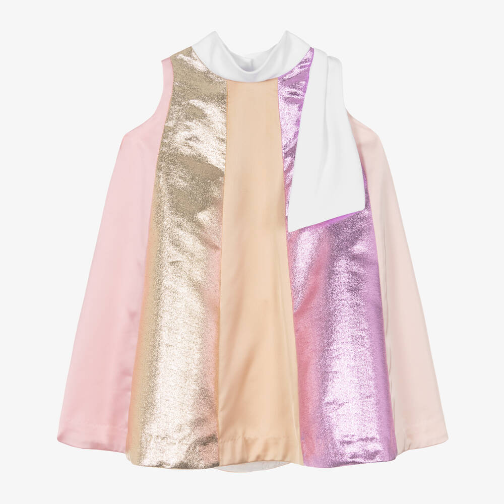 Hucklebones London-Girls Glittering Pink & Gold Dress | Childrensalon Outlet