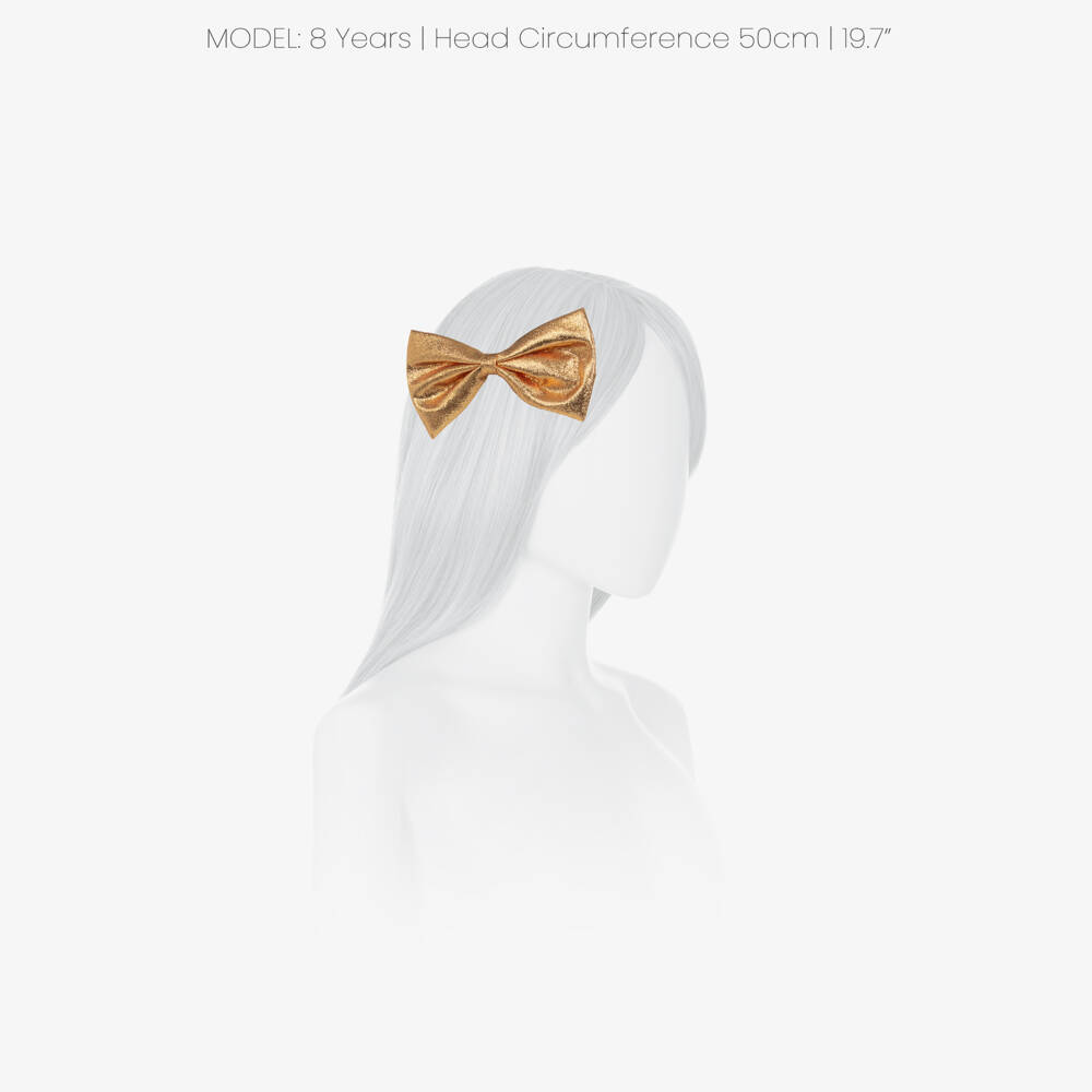 Hucklebones London-Girls Glittery Gold Bow Hair Clip | Childrensalon Outlet