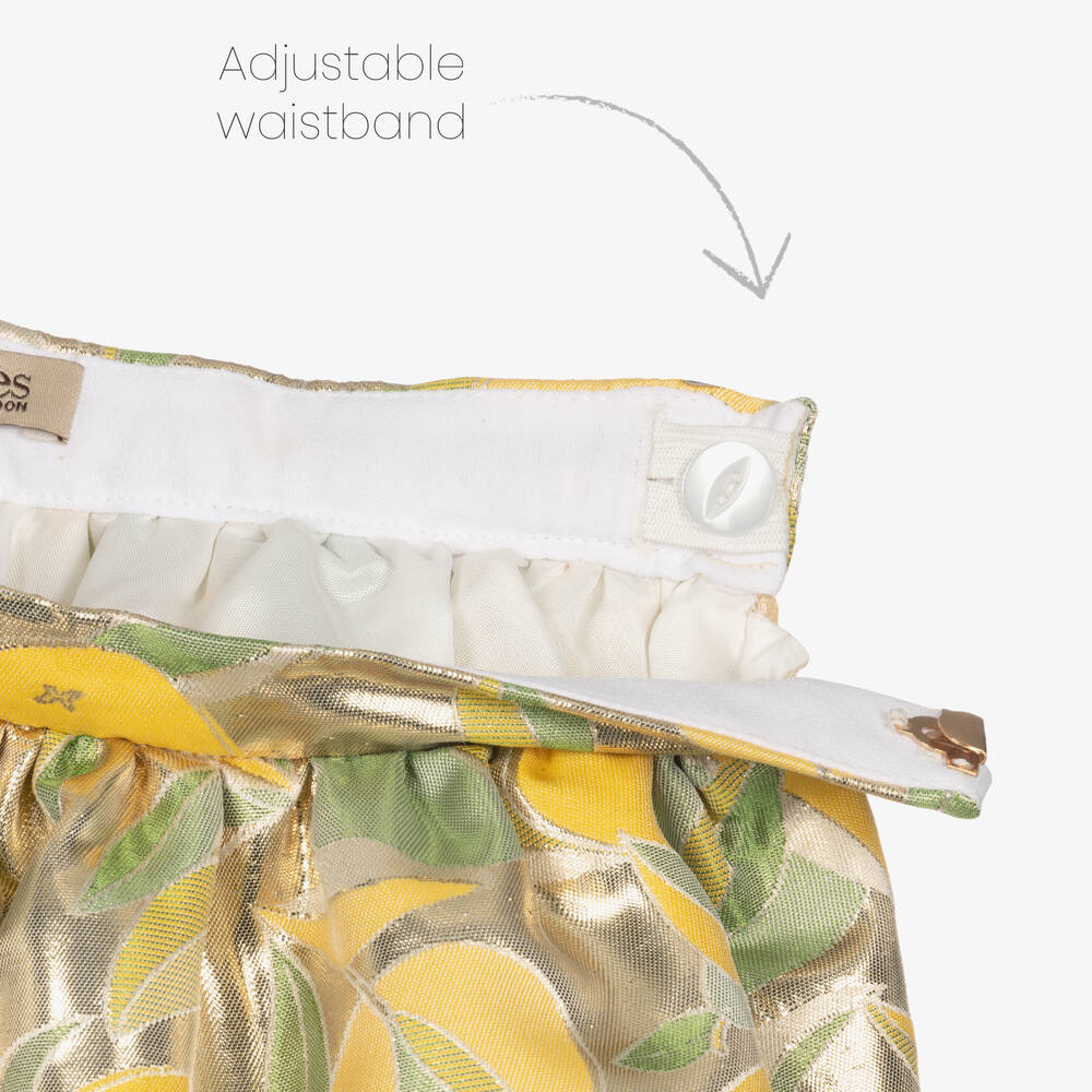 Hucklebones London-تنورة جاكارد لاميه لون ذهبي | Childrensalon Outlet