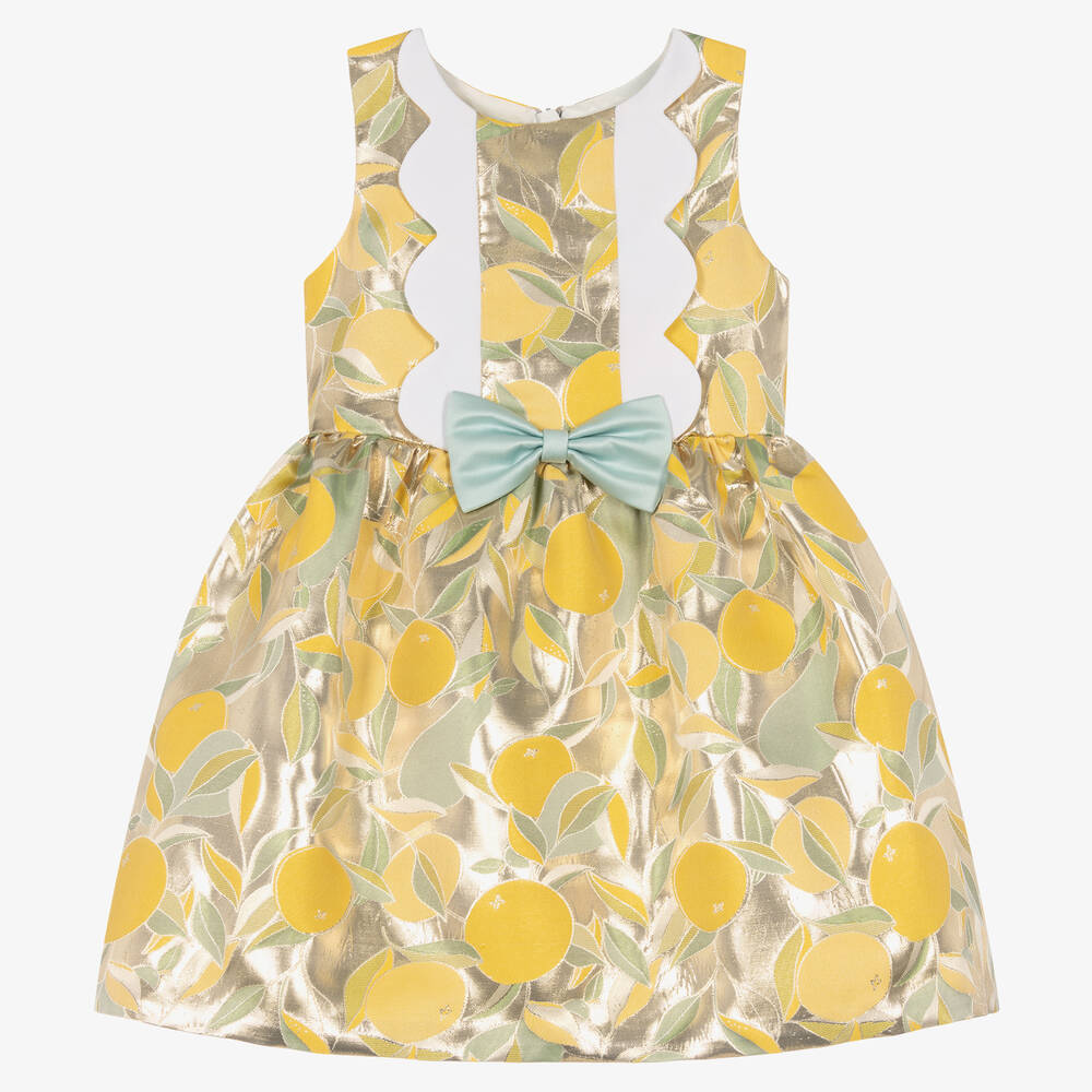 Hucklebones London - Goldenes Lamé-Zitronen-Kleid (M) | Childrensalon