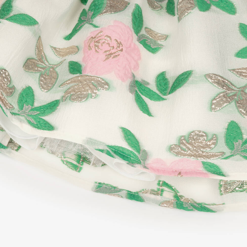 Hucklebones London-Girls Ivory Blossom Jacquard Ensemble | Childrensalon Outlet