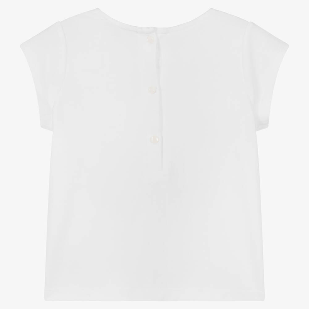 Hucklebones London-تيشيرت قطن ومودال جيرسي لون عاجي للبنات | Childrensalon Outlet