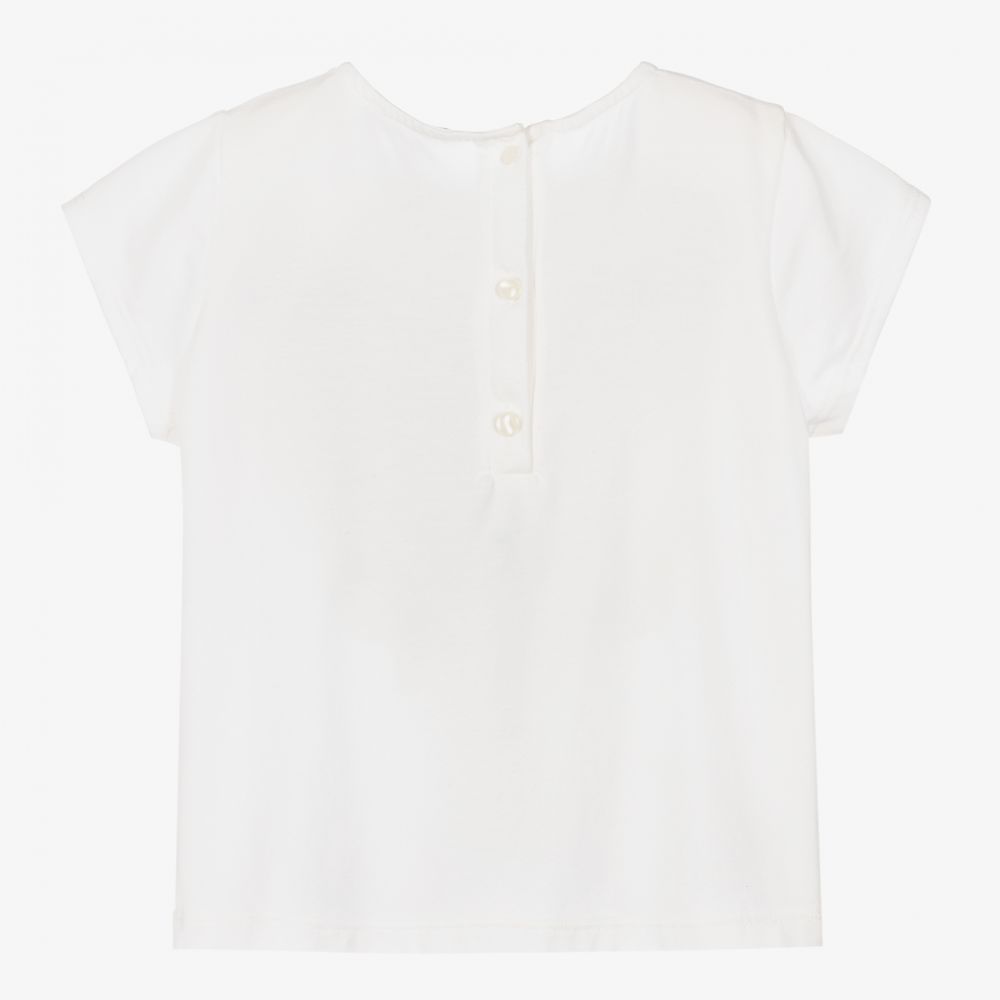 Hucklebones London-Кремовая футболка с оборками для девочек | Childrensalon Outlet