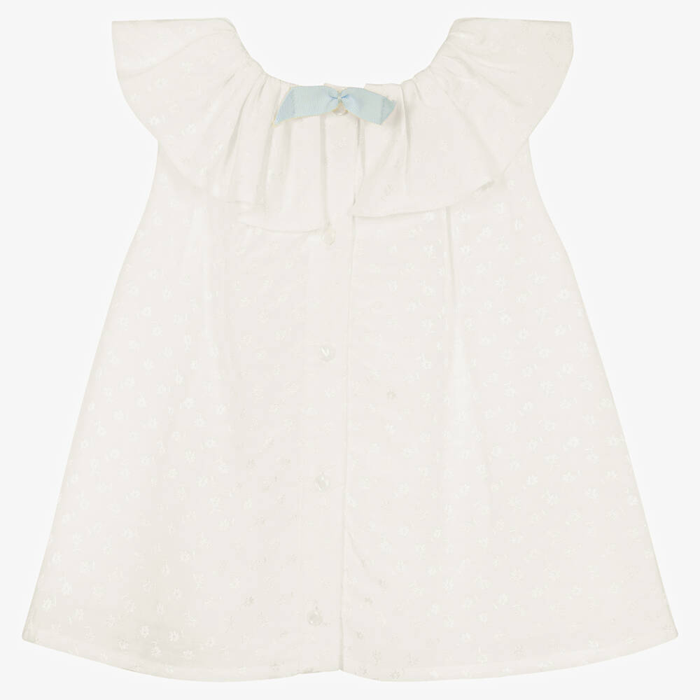 Hucklebones London-Girls Ivory Viscose Ruffle Blouse | Childrensalon Outlet