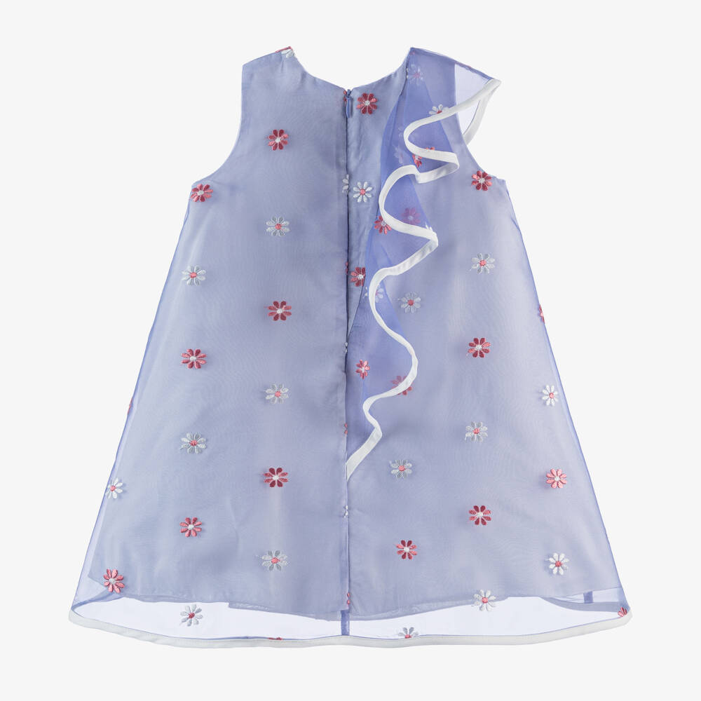 Hucklebones London-Платье из органзы с вышивкой лаванда для девочек | Childrensalon Outlet
