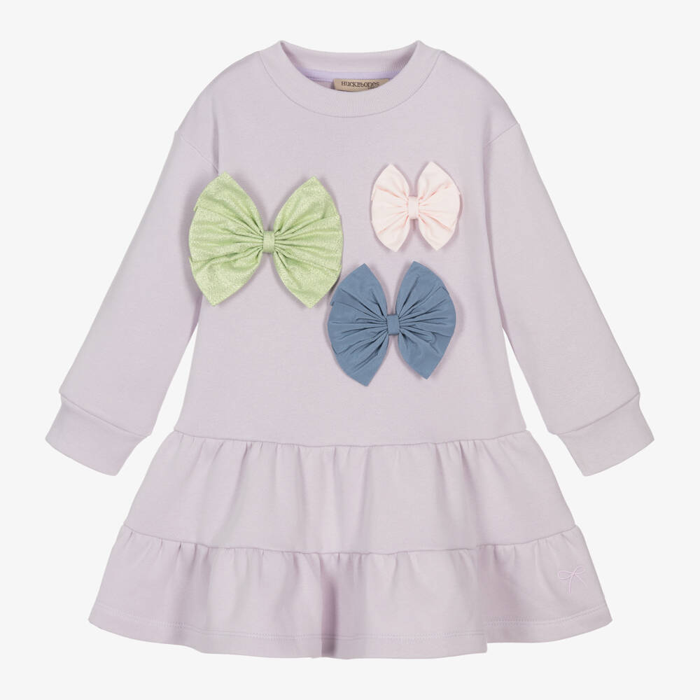 Hucklebones London-فستان بناتي من القطن العضوي بلون اللافندر | Childrensalon Outlet