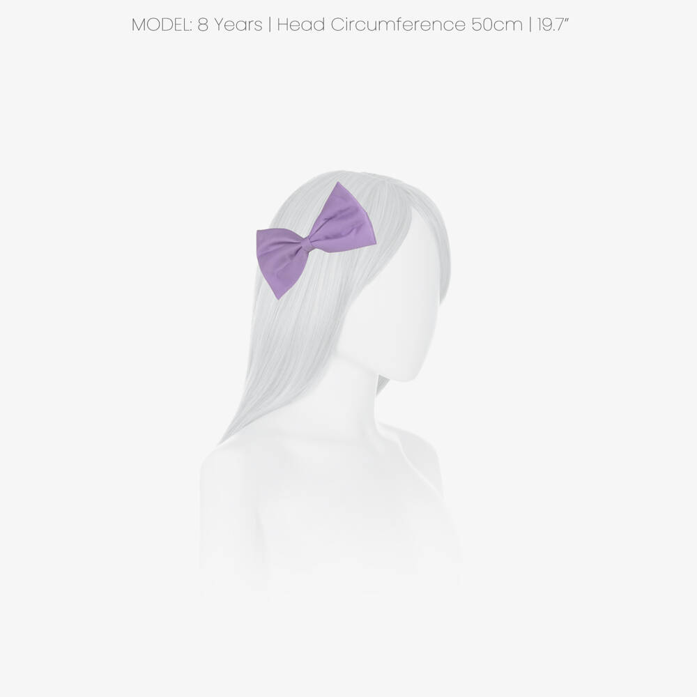 Hucklebones London-Girls Lavender Satin Bow Hair Clip (12cm) | Childrensalon Outlet