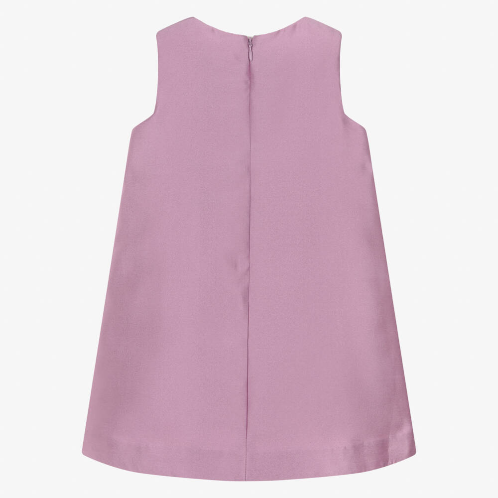 Hucklebones London-Girls Lavender Satin Glittery Heart Dress | Childrensalon Outlet