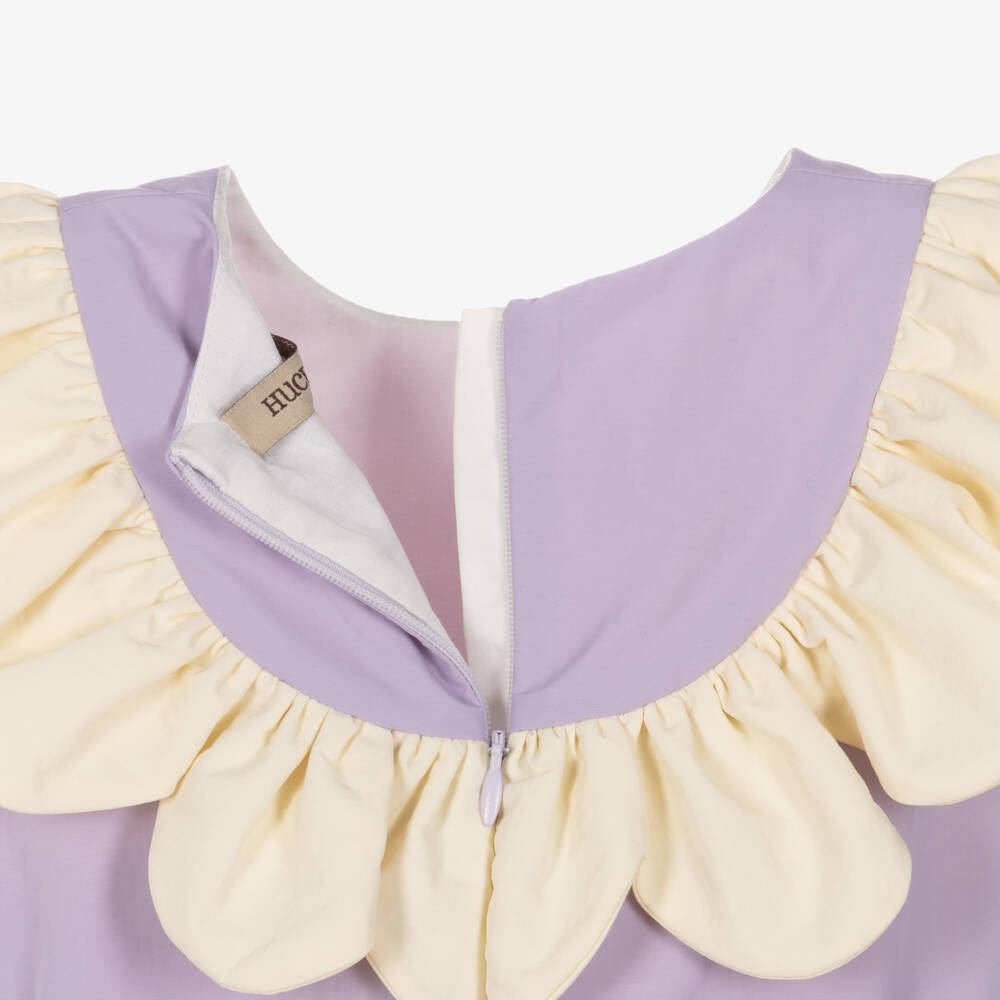 Hucklebones London-Girls Lavender Sleeveless Dress with Ivory Ruffle Trim | Childrensalon Outlet