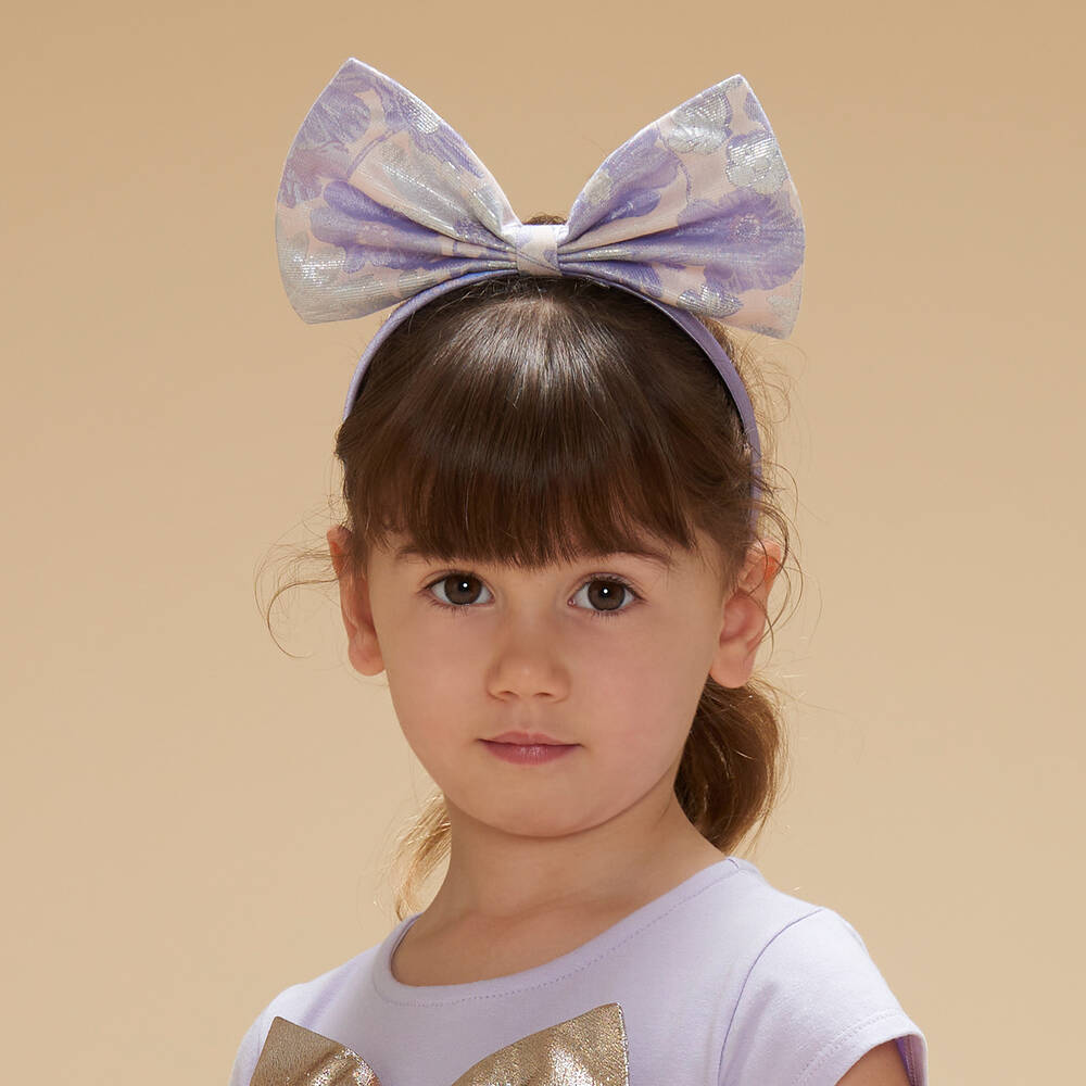 Hucklebones London-Сиреневый ободок с бантом в цветочек | Childrensalon Outlet