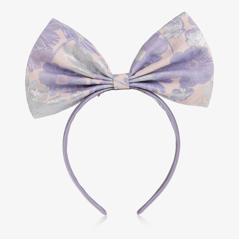 Hucklebones London - Girls Lilac Floral Bow Hairband | Childrensalon
