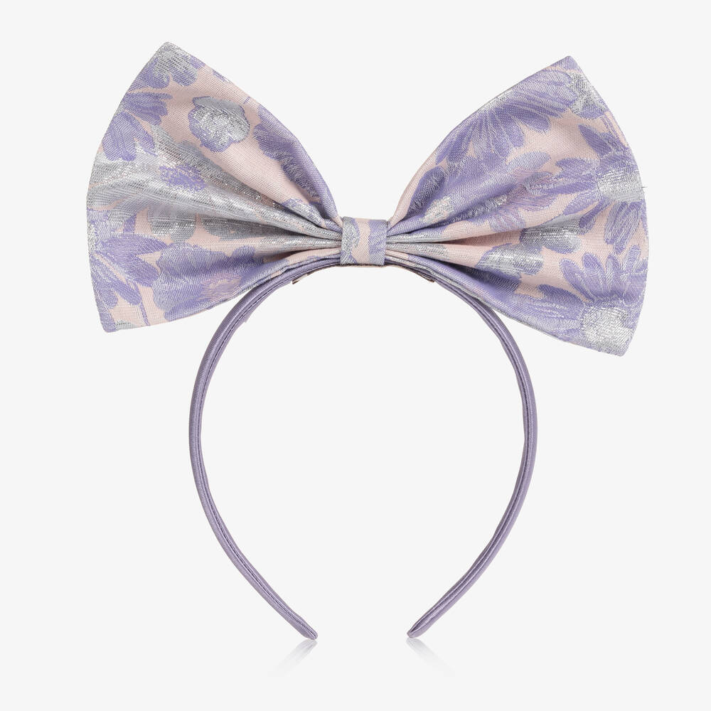 Hucklebones London-Сиреневый ободок с бантом в цветочек | Childrensalon Outlet
