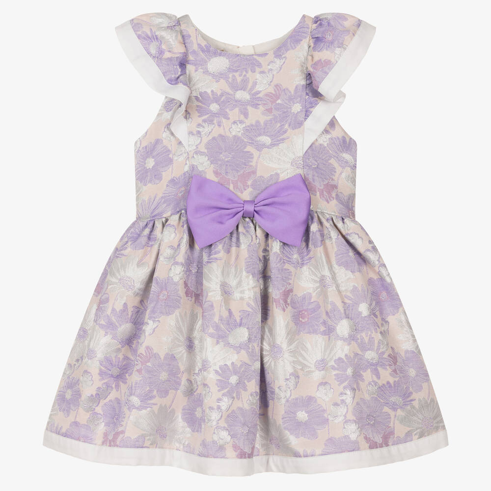 Hucklebones London - Сиреневое жаккардовое платье с цветочным узором | Childrensalon