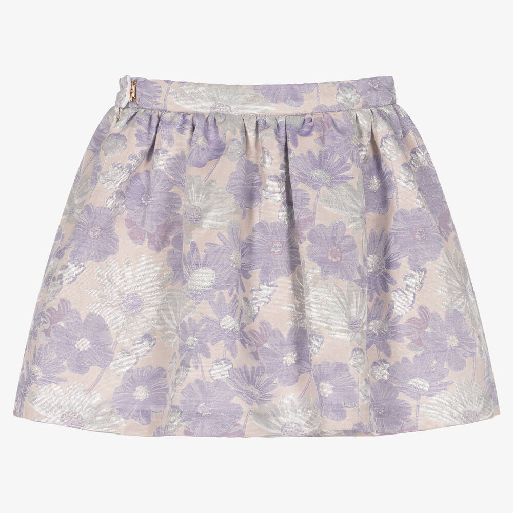 Hucklebones London-Сиреневая жаккардовая юбка с цветочным узором | Childrensalon Outlet