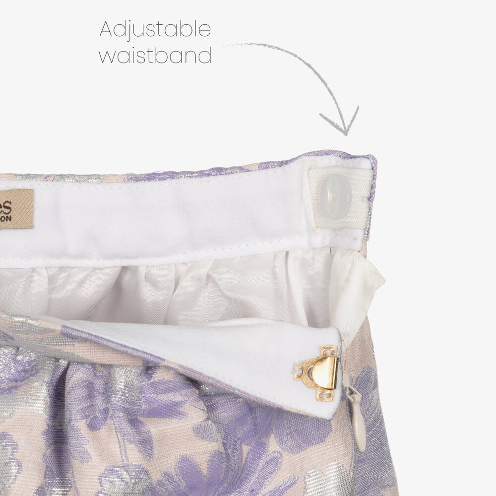 Hucklebones London-Сиреневая жаккардовая юбка с цветочным узором | Childrensalon Outlet