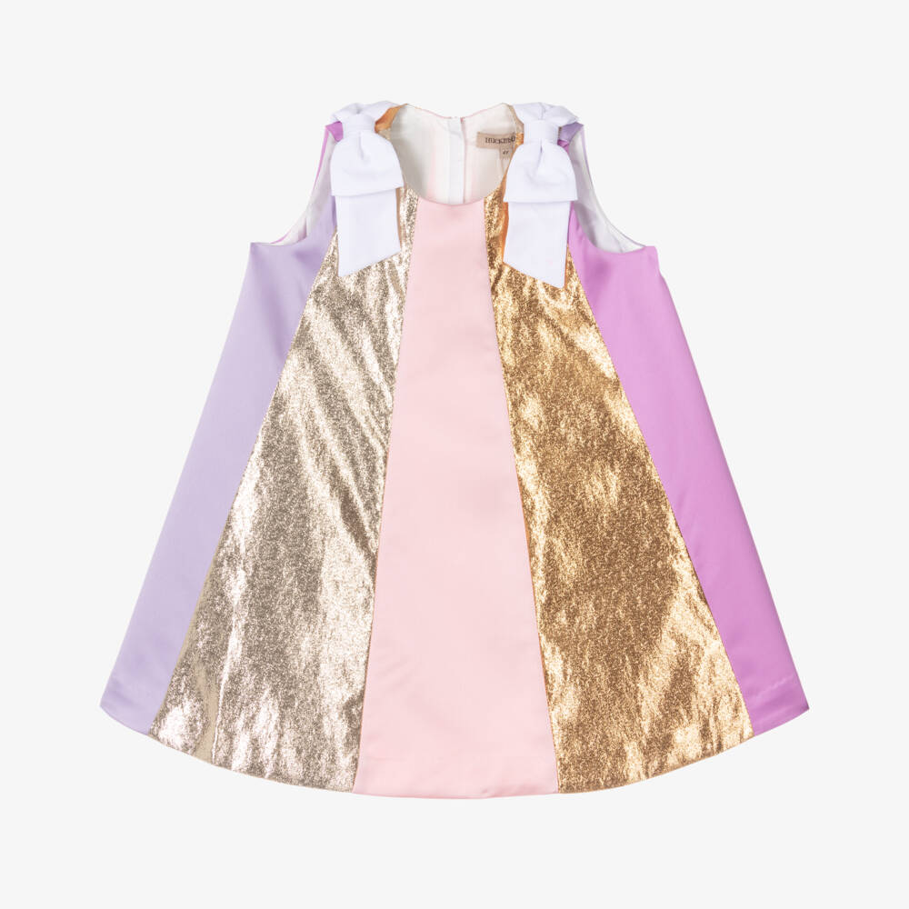 Hucklebones London-Girls Lilac & Gold Shimmer Dress | Childrensalon Outlet
