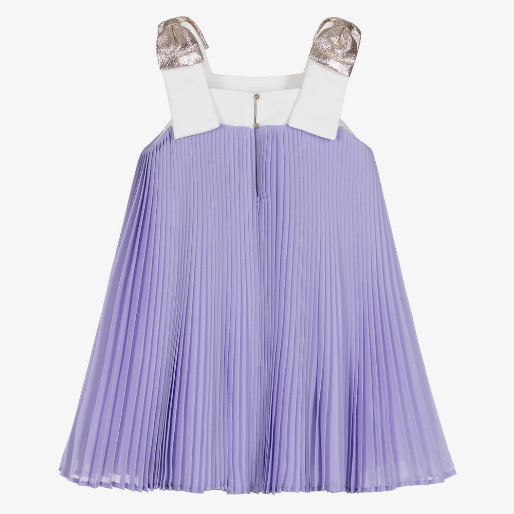 Hucklebones London-Фиолетовое плиссированное платье из шифона | Childrensalon Outlet