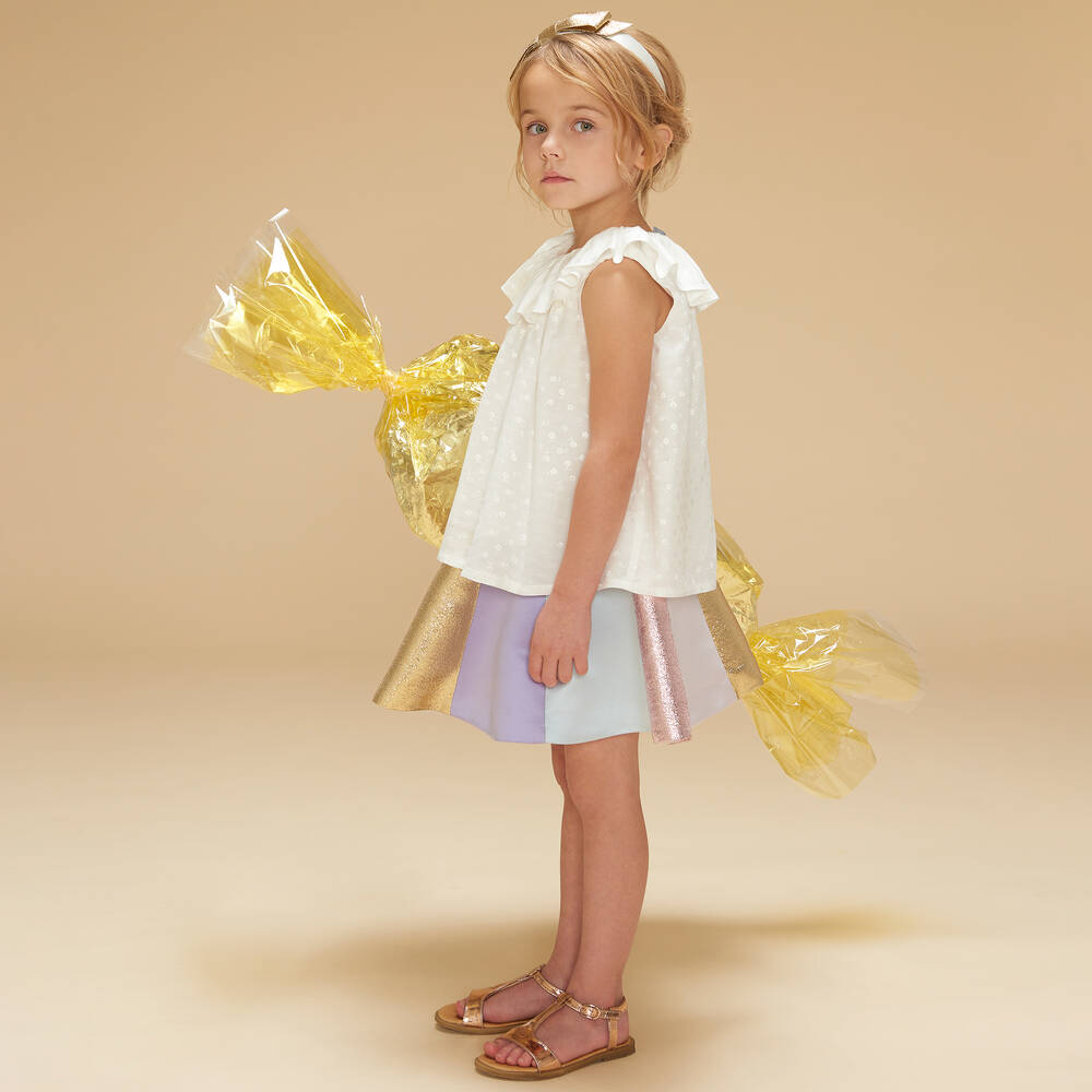 Hucklebones London-Фиолетовая атласная юбка в полоску | Childrensalon Outlet