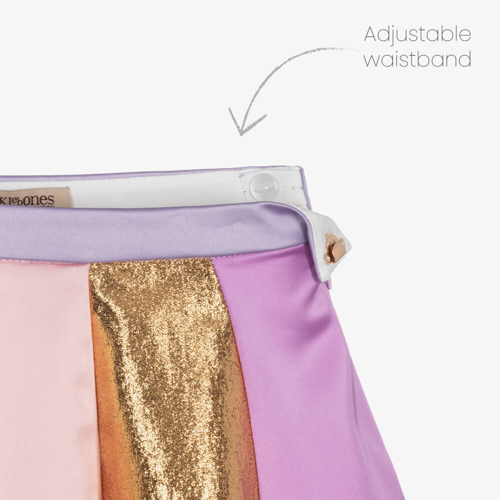 Hucklebones London-تنورة ساتان بنفسجية للبنات بخطوط لامعة | Childrensalon Outlet