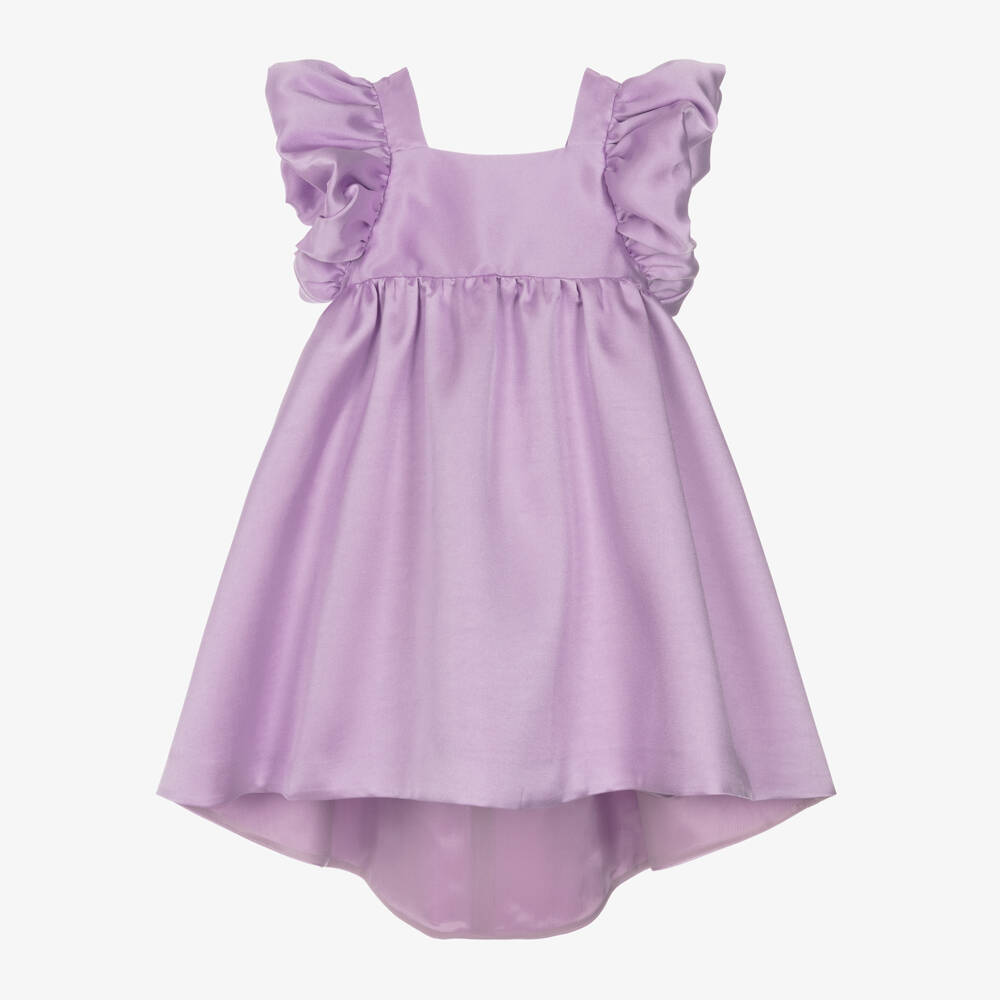 Hucklebones London-Girls Lilac Satin Twill Gown | Childrensalon Outlet