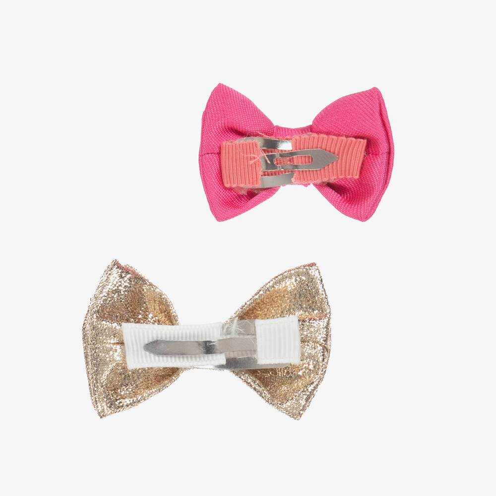 Hucklebones London-Girls Luxe Pink & Gold Hair Slides | Childrensalon Outlet