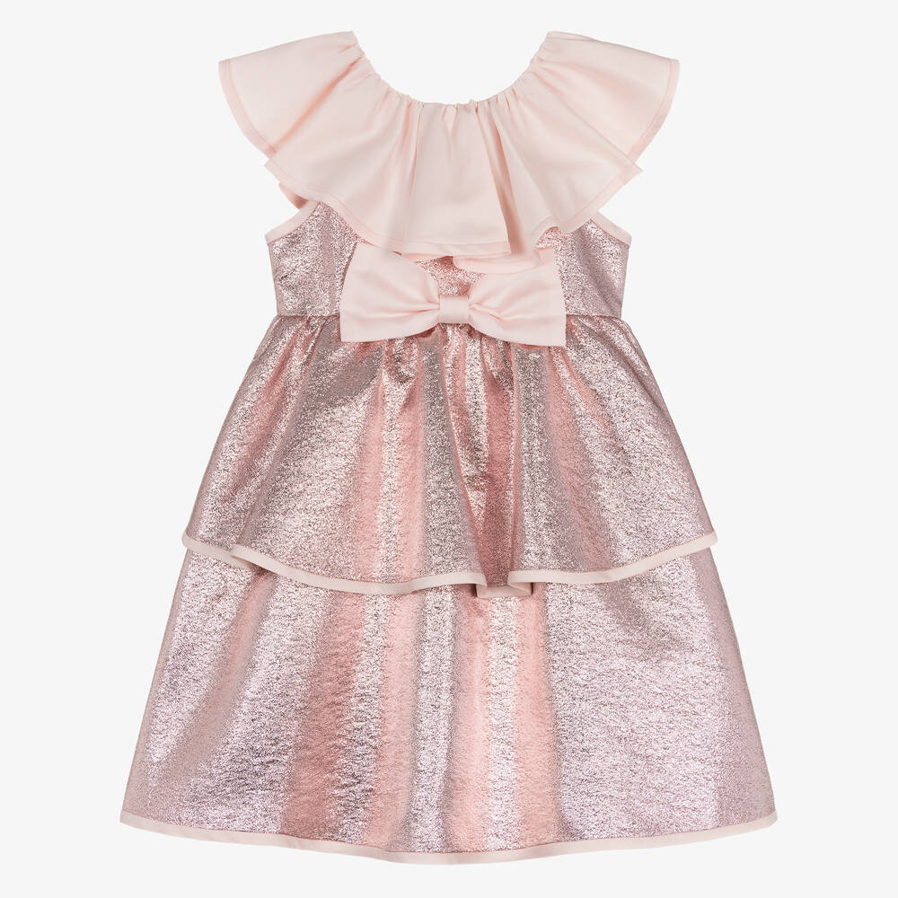 Hucklebones London - Girls Metallic Pink Dress | Childrensalon