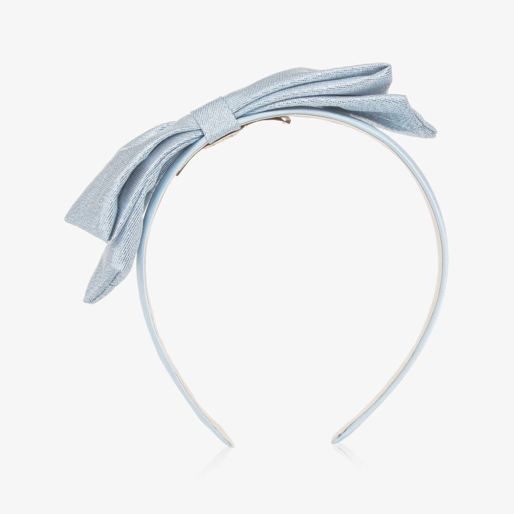 Hucklebones London-Girls Metallic Sapphire Bow Headband | Childrensalon Outlet