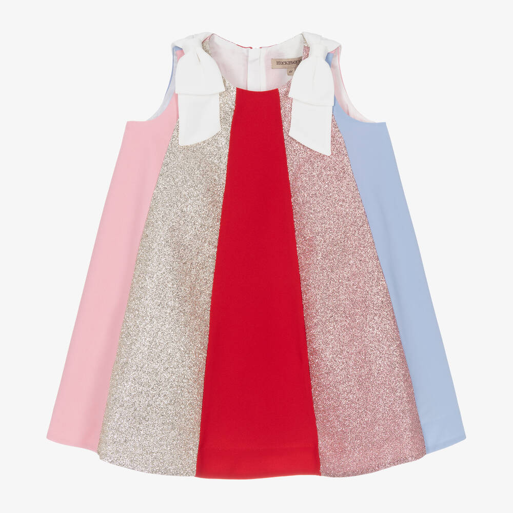 Hucklebones London - Girls Multicolour Glitter Trapeze Dress | Childrensalon