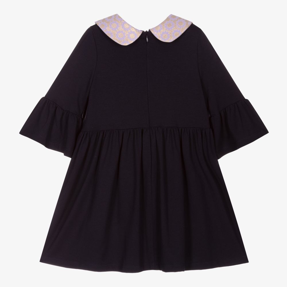 Hucklebones London-Синее платье с воротником для девочек | Childrensalon Outlet