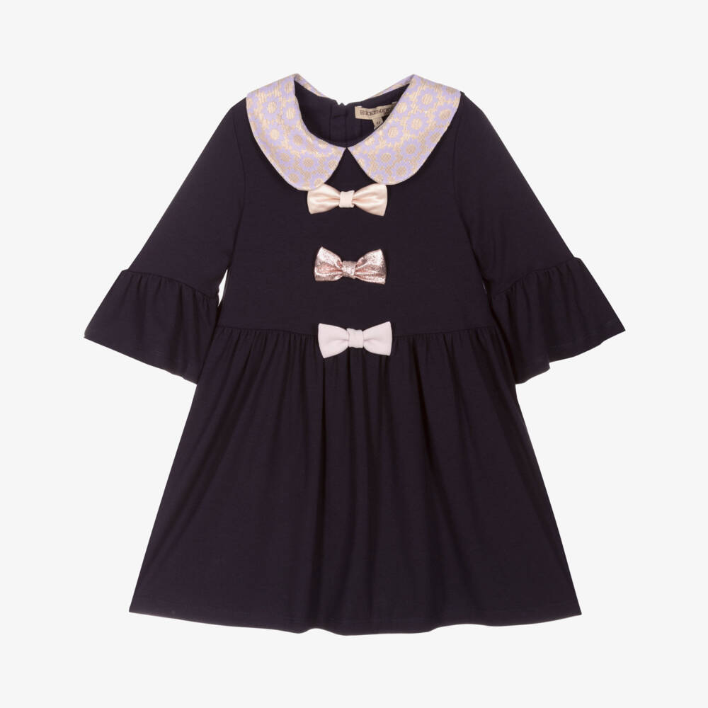 Hucklebones London-Синее платье с воротником для девочек | Childrensalon Outlet